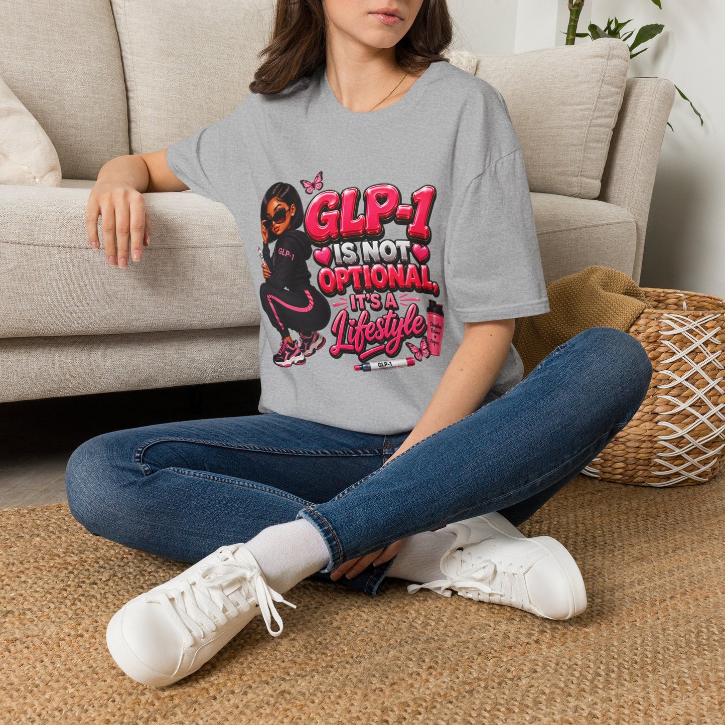 GLP-1 Is Not Optional, It’s a Lifestyle Unisex Graphic T-Shirt | Pink Fitness & Wellness Tee