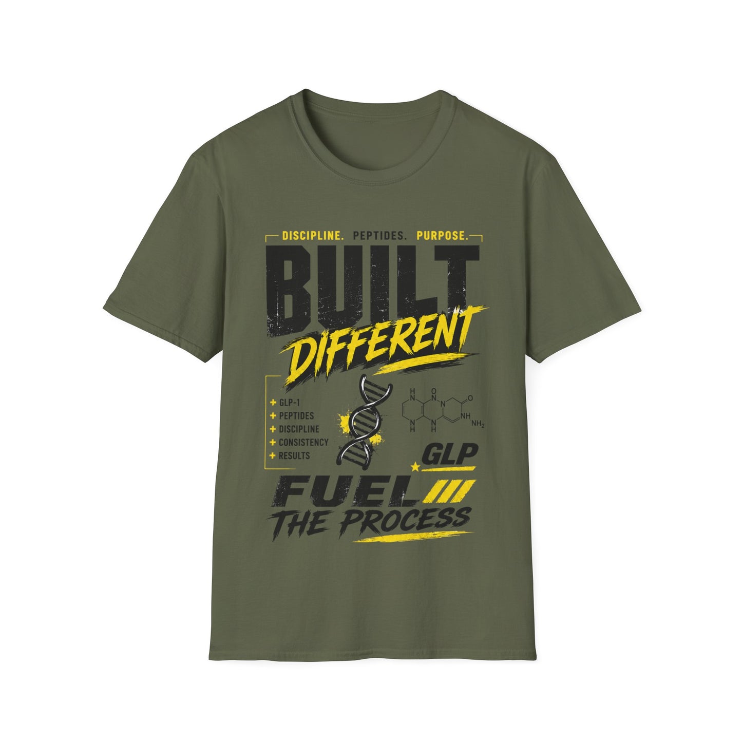 Built Different GLP Fuel the Process Unisex Graphic T-Shirt | GLP-1 Motivation Tee