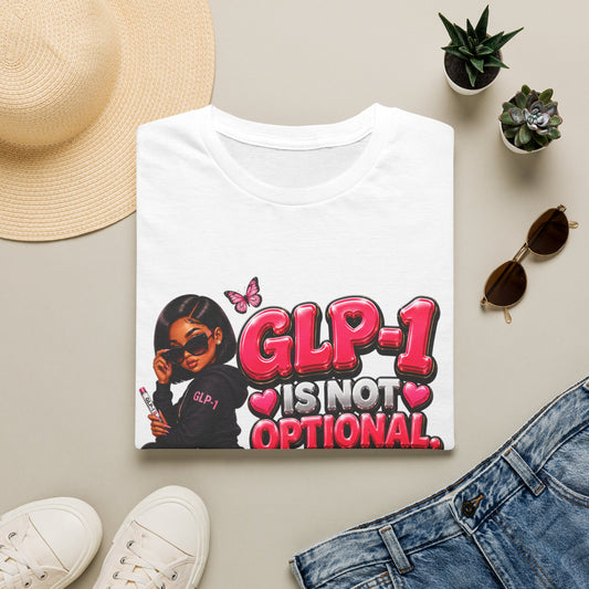 GLP-1 Is Not Optional, It’s a Lifestyle Unisex Graphic T-Shirt | Pink Fitness & Wellness Tee