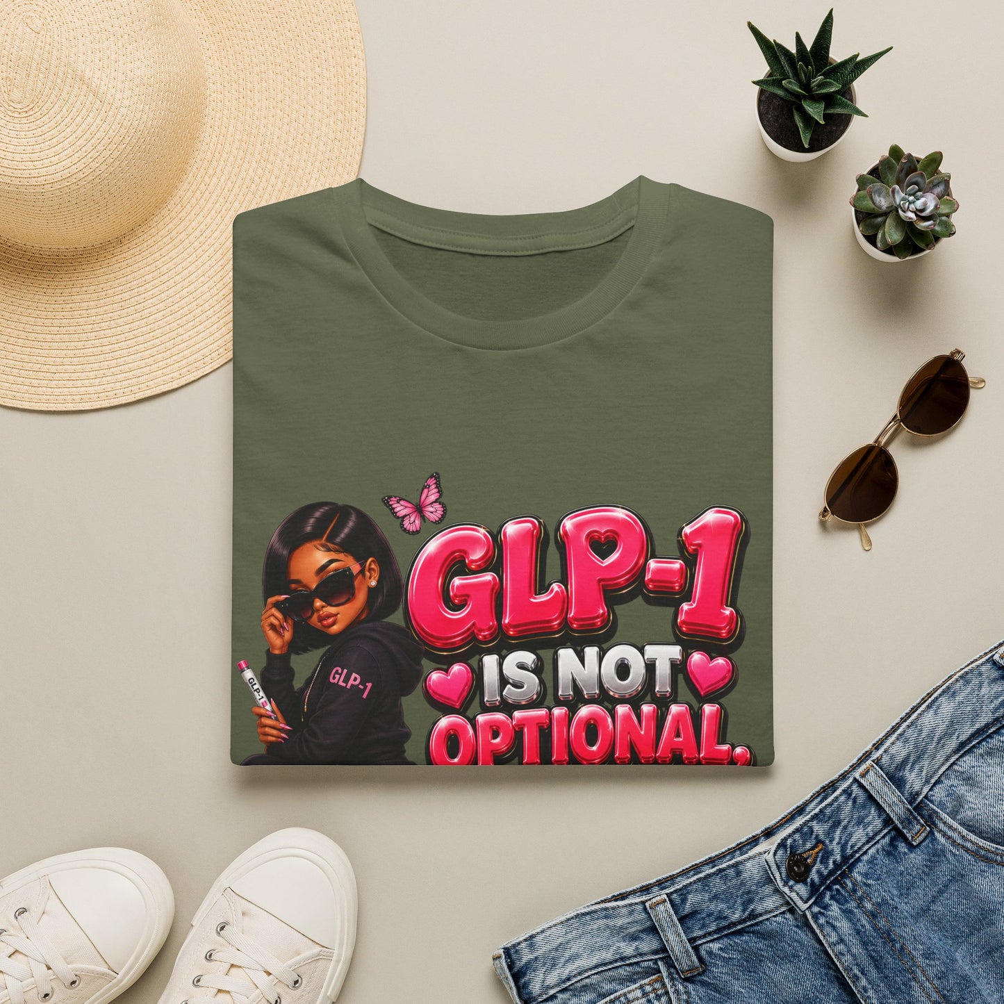 GLP-1 Is Not Optional, It’s a Lifestyle Unisex Graphic T-Shirt | Pink Fitness & Wellness Tee
