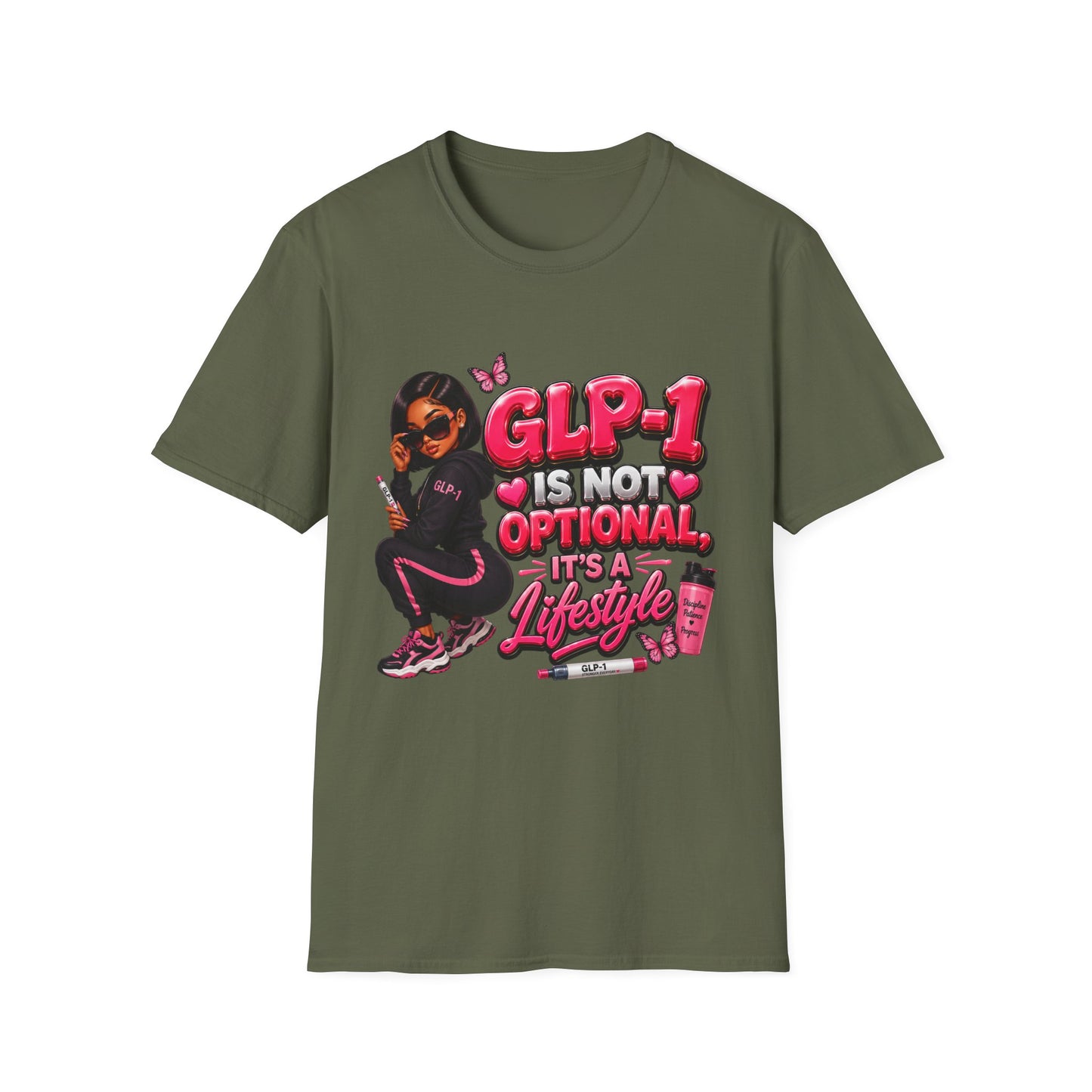 GLP-1 Is Not Optional, It’s a Lifestyle Unisex Graphic T-Shirt | Pink Fitness & Wellness Tee