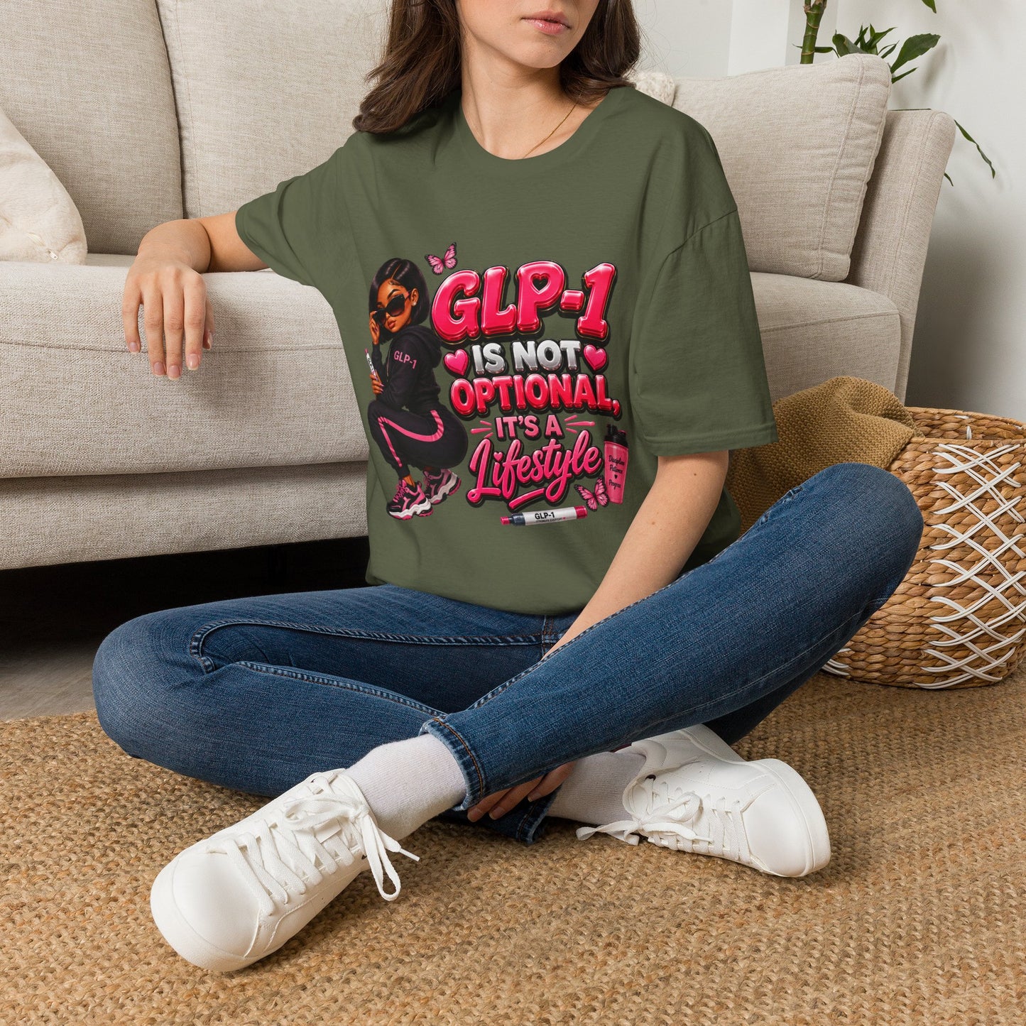 GLP-1 Is Not Optional, It’s a Lifestyle Unisex Graphic T-Shirt | Pink Fitness & Wellness Tee