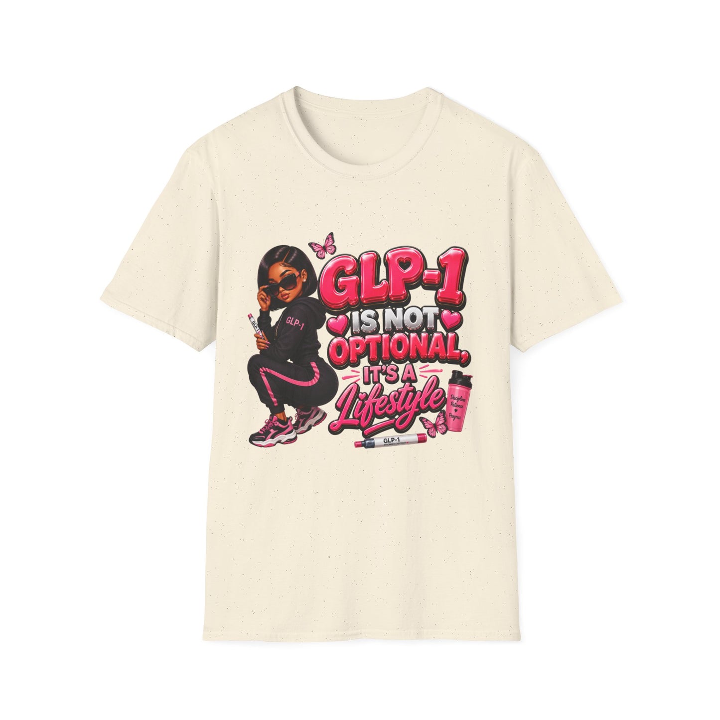 GLP-1 Is Not Optional, It’s a Lifestyle Unisex Graphic T-Shirt | Pink Fitness & Wellness Tee