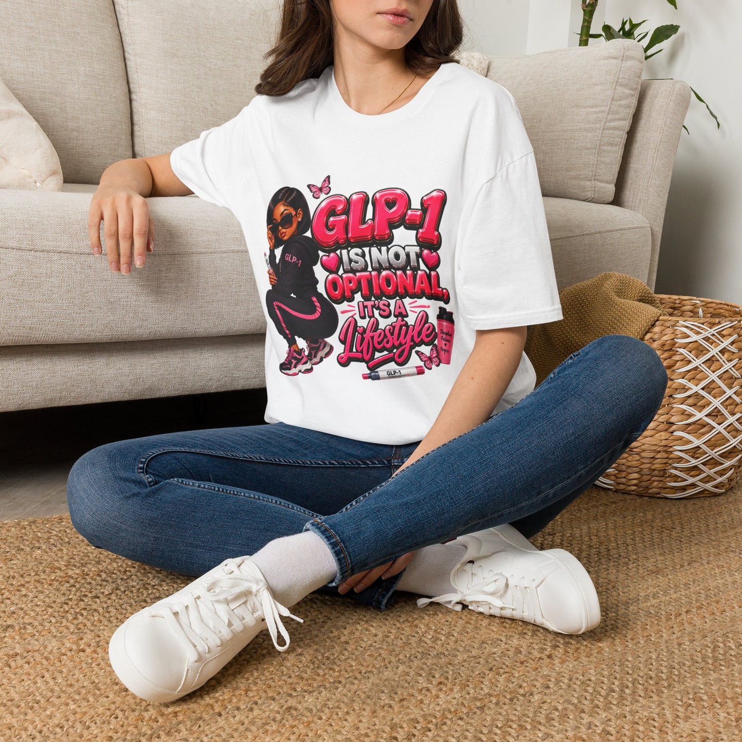 GLP-1 Is Not Optional, It’s a Lifestyle Unisex Graphic T-Shirt | Pink Fitness & Wellness Tee
