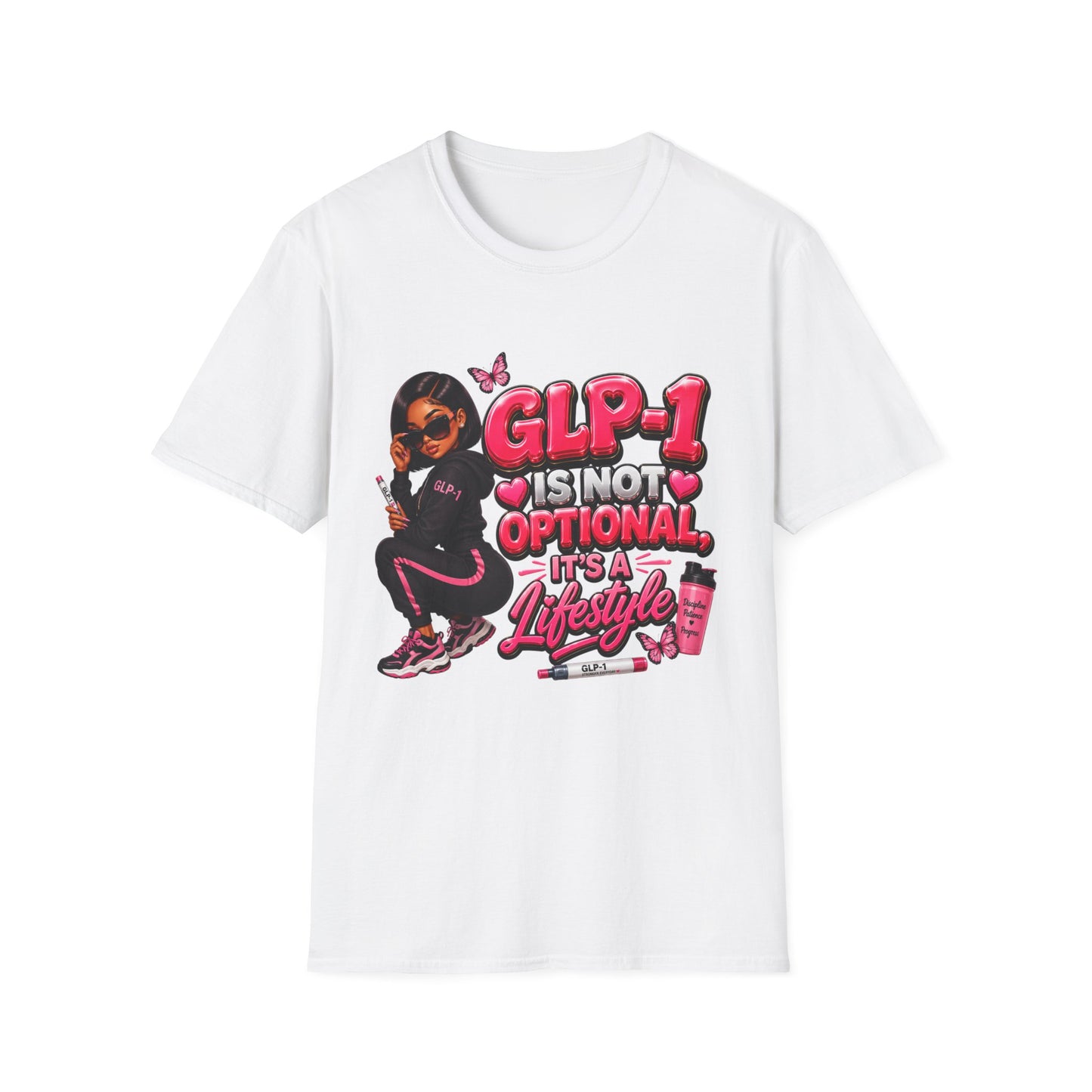 GLP-1 Is Not Optional, It’s a Lifestyle Unisex Graphic T-Shirt | Pink Fitness & Wellness Tee