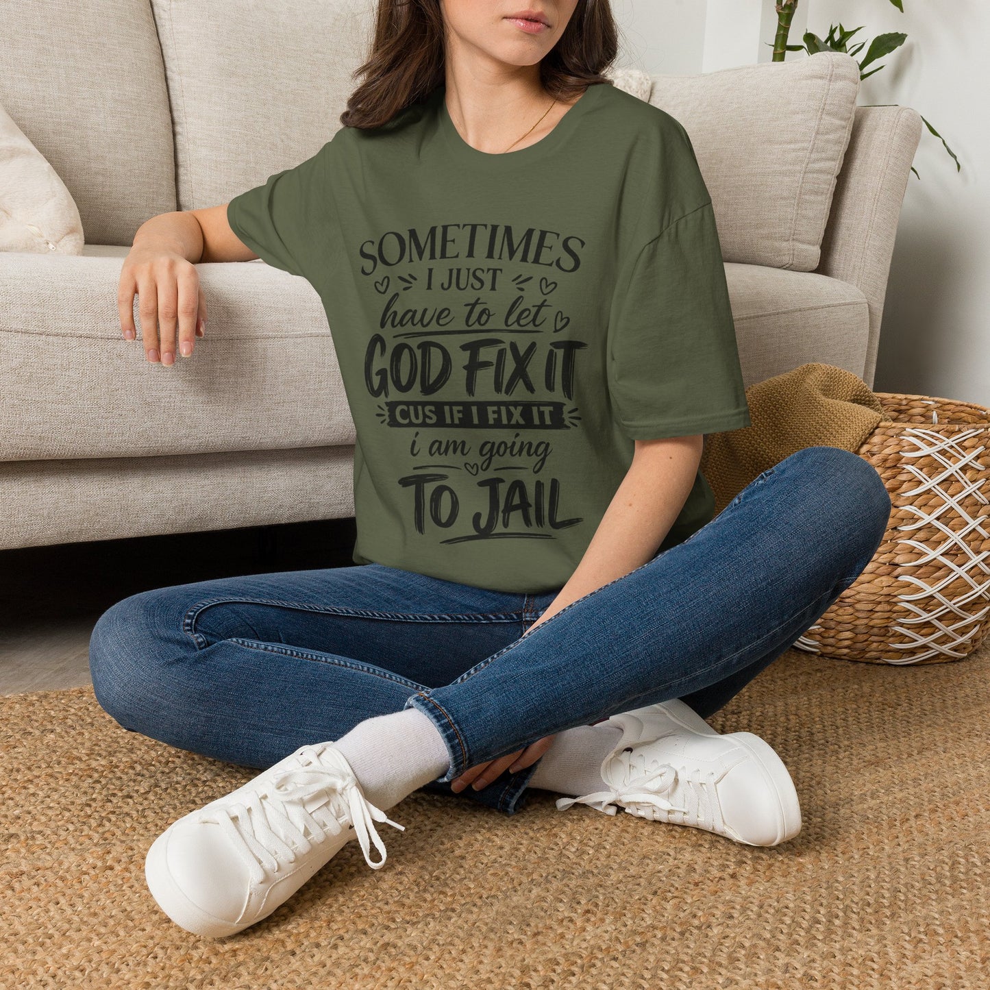 Sometimes I Just Have to Let God Fix It – Faith-Based Graphic Tee